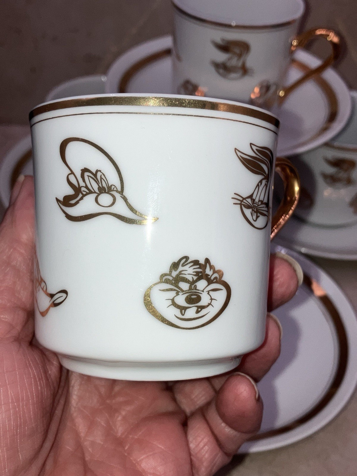 Vintage 1994 Looney Tunes 4 Demitasse Cups And 4 Saucers By After 6