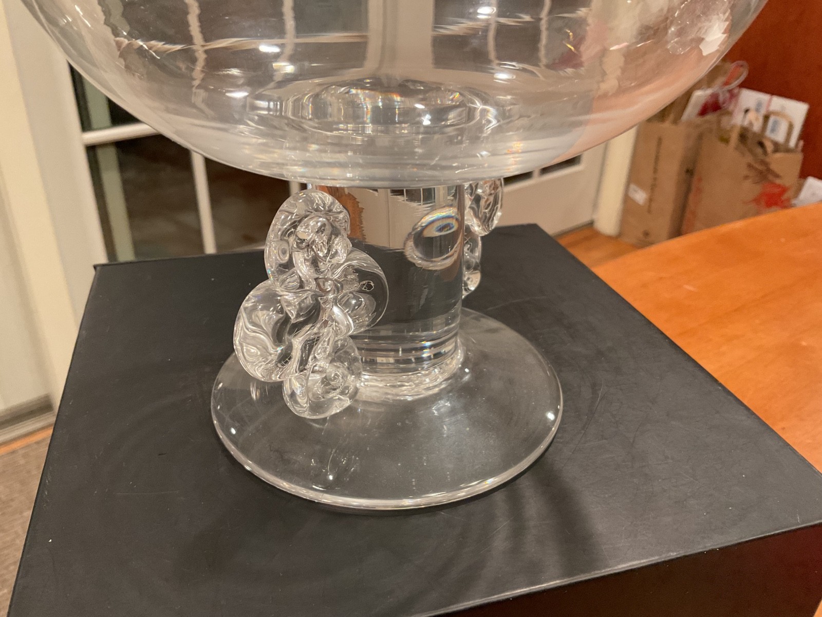 SIMON MOORE SIGNED / DATED CONTEMPORARY STUDIO ART GLASS COMPOTE DATED 1992