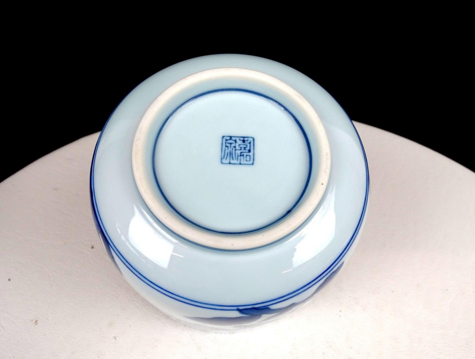 Asian Art Pottery Blue And White Butterfly And Floral 2 Piece 3 5/8″ Bowls