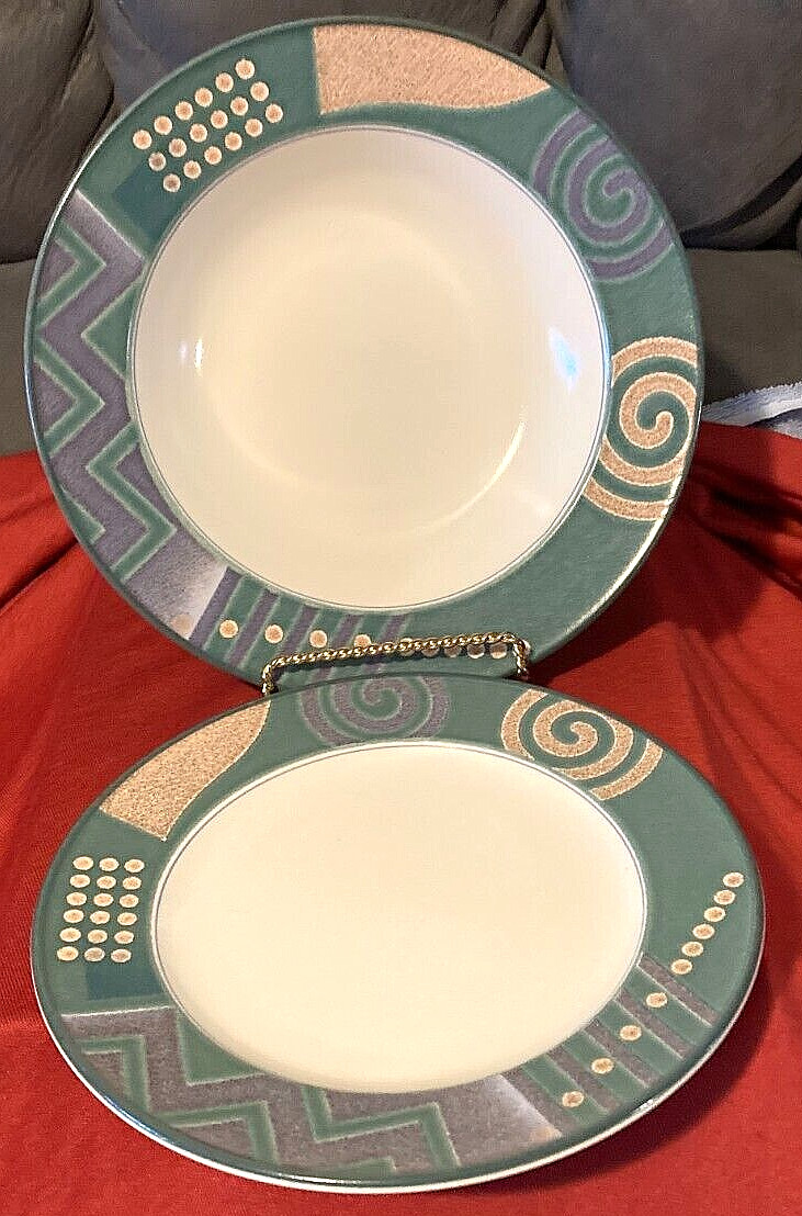 1992 Mikasa Intaglio Life Style-1 ea Soup Bowl & Salad Plate (2 pcs)-New no Tags