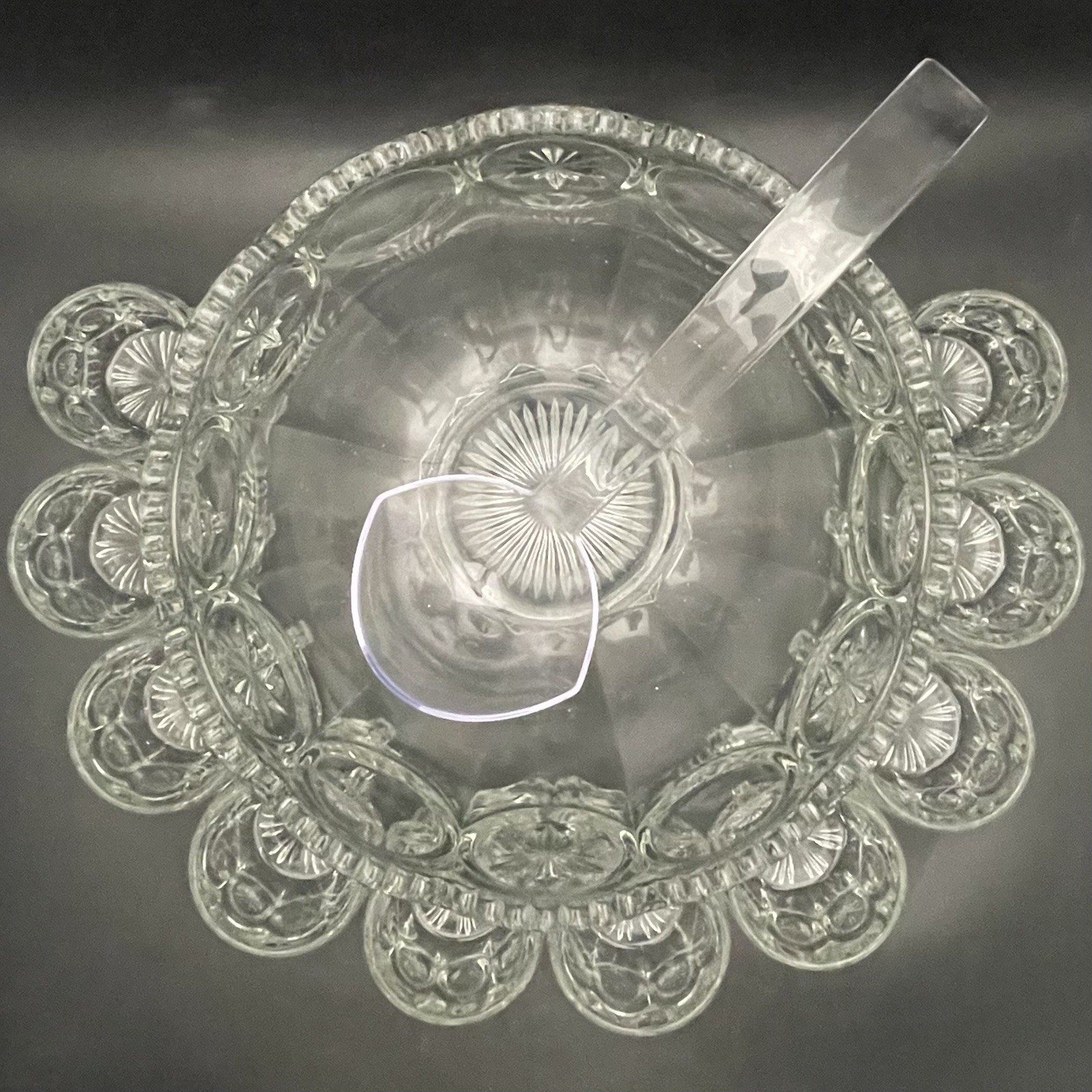 Tiffin Franciscan Moon & Stars 12pc Clear Glass Punch Bowl Set c1950s USA 4quart
