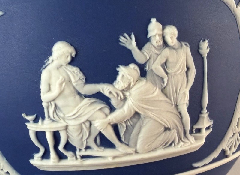 VERY RARE! Antique Wedgwood Jasperware Dark Cobalt Blue DOUBLE DIP Waste Bowl