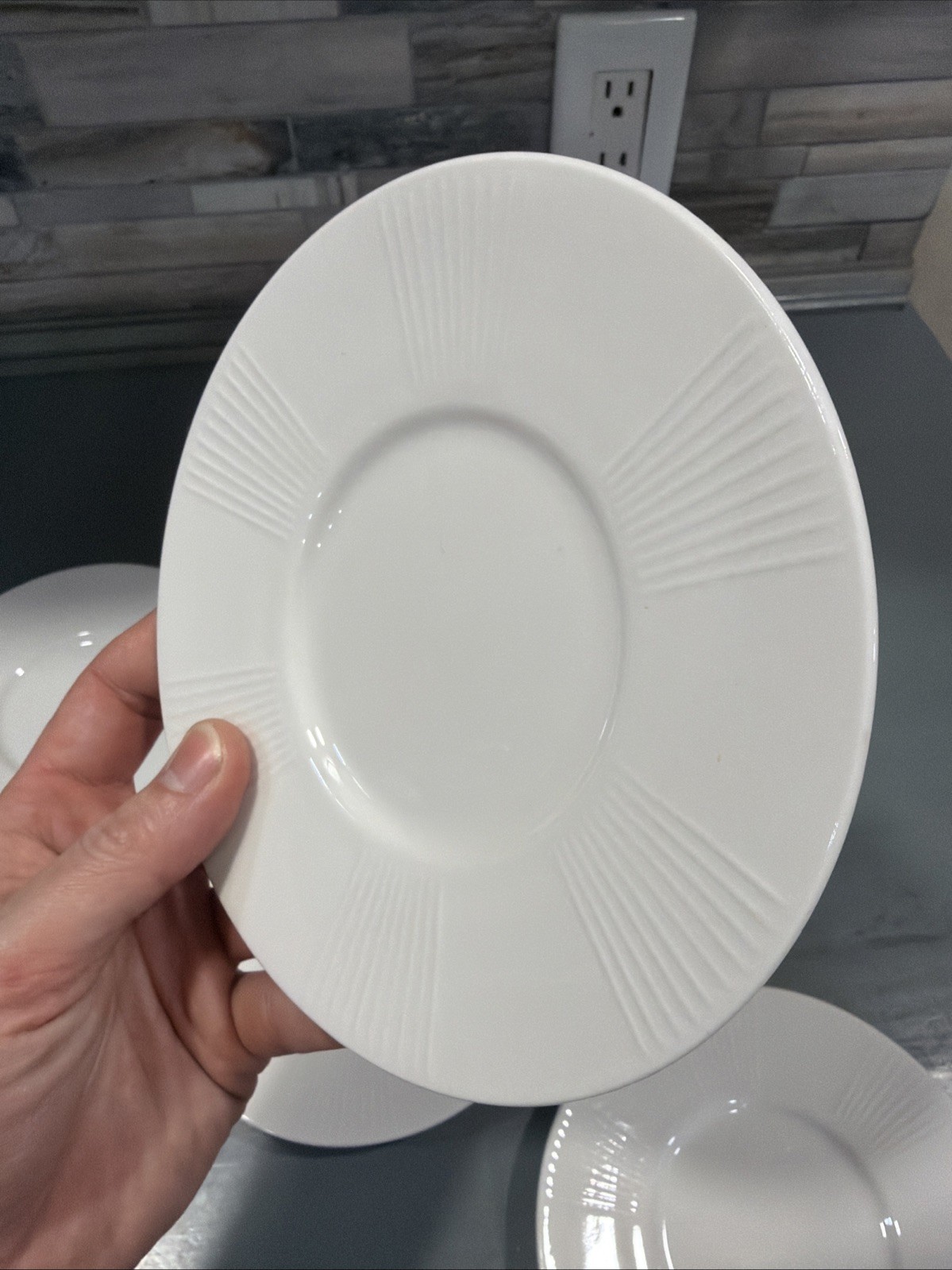 Set of 5 Vintage Linens N Things White Porcelain 6.5″ Saucers