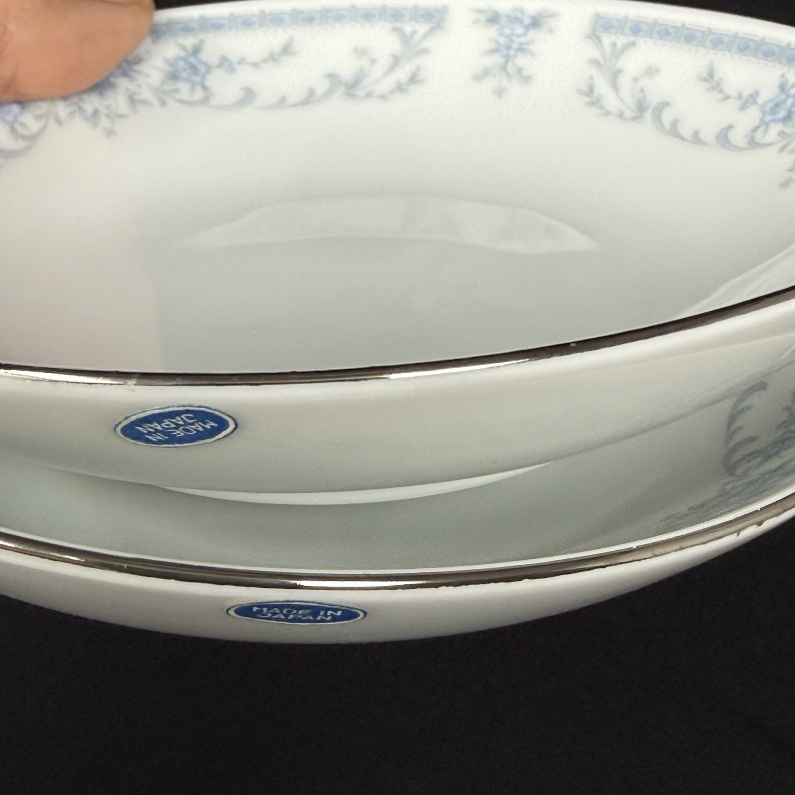 Sheffield Berry Dessert Bowl Blue Whisper Porcelain Fine China Two-Piece Set NWT
