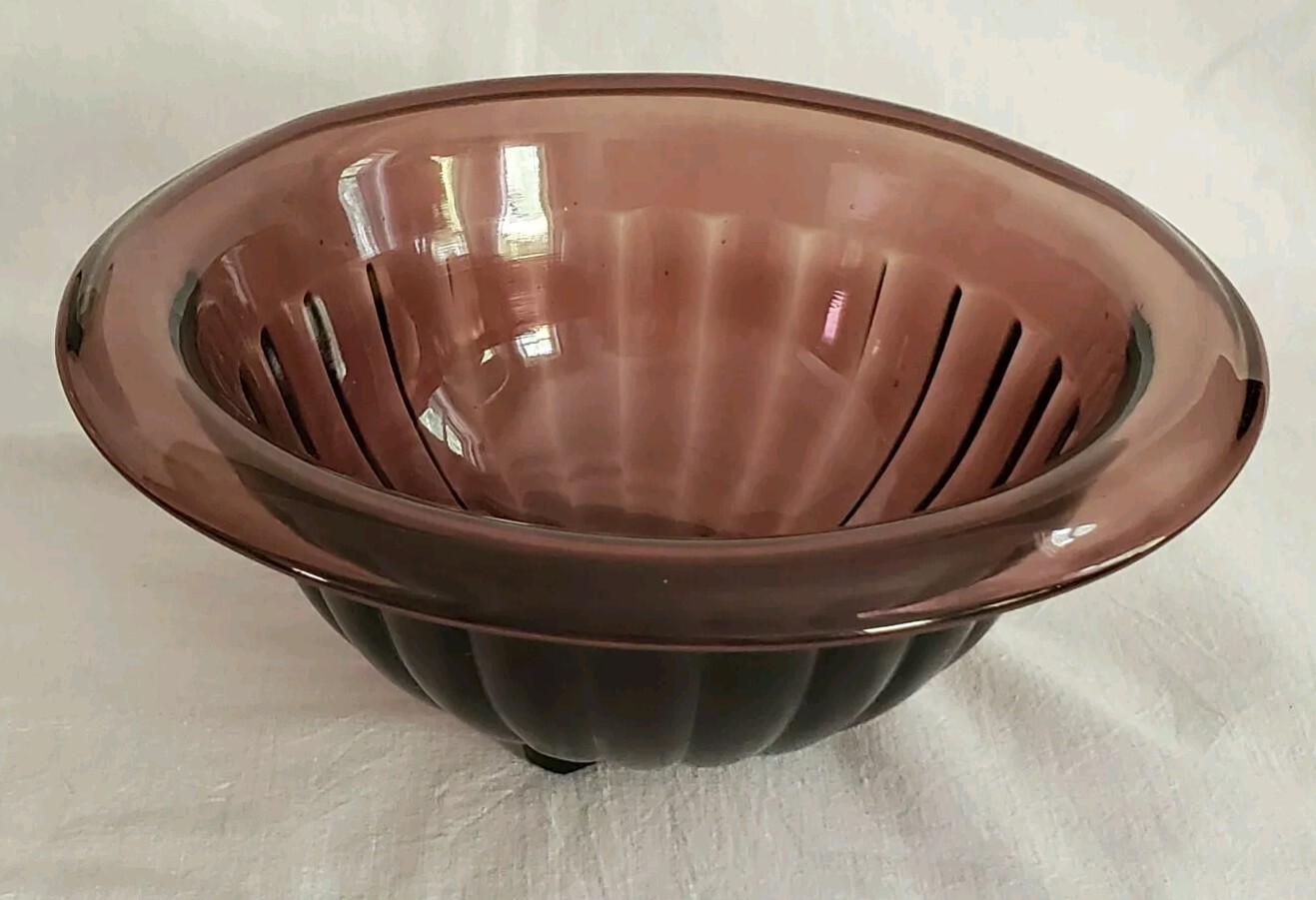 Vtg 30’s Hazel Atlas Purple Amethyst Punch Bowl Chrome Art Deco Moderntone Cups