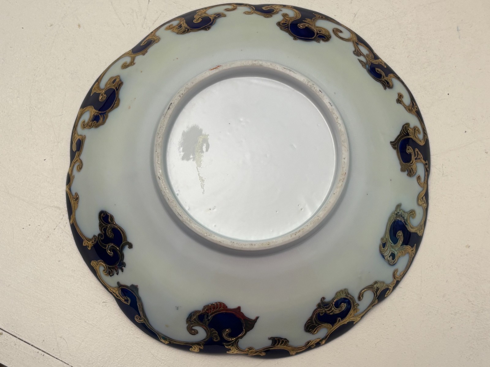 Antique White, Blue and Gold Bowl
