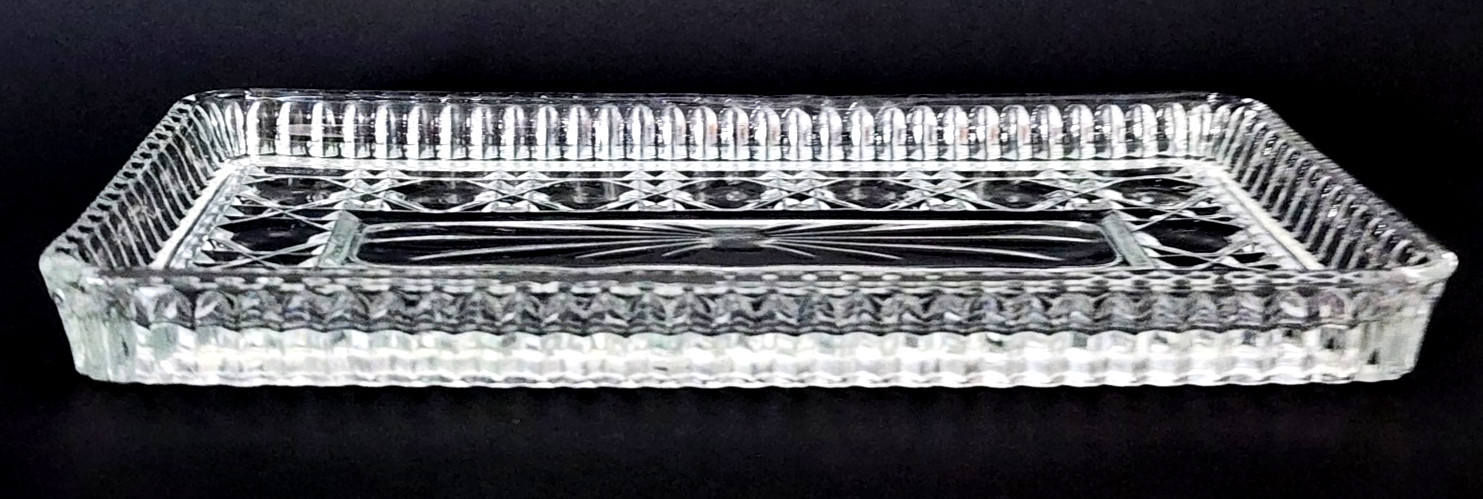 Vintage Clear Pressed Glass Relish Tray 8.5″ Octagon Starburst