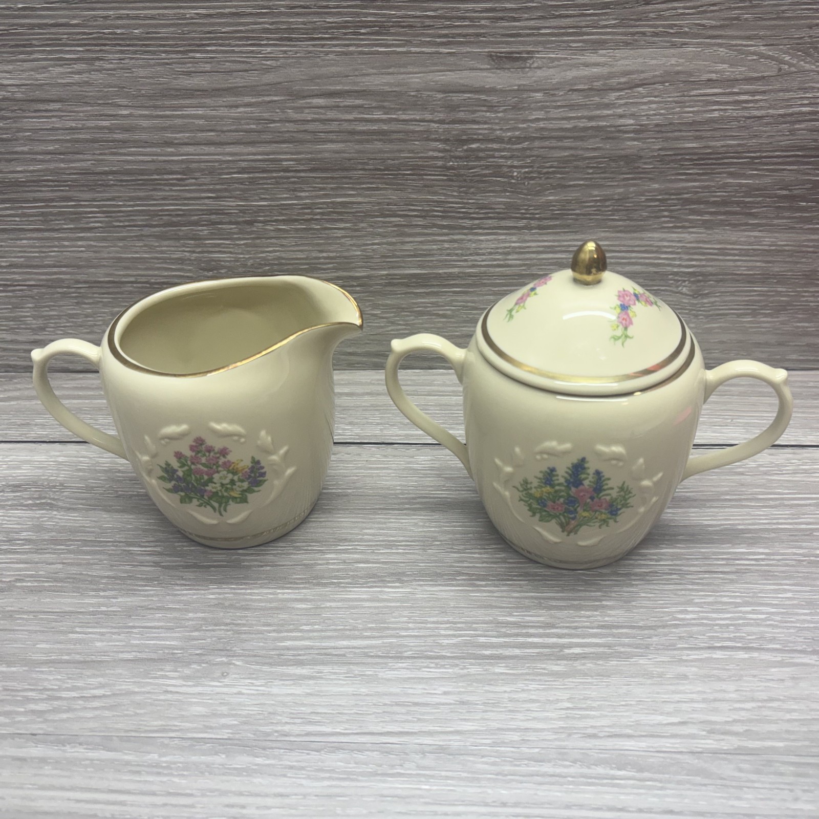 1995 Lenox Spice Garden Creamer & Sugar Bowl with Lid Y0011