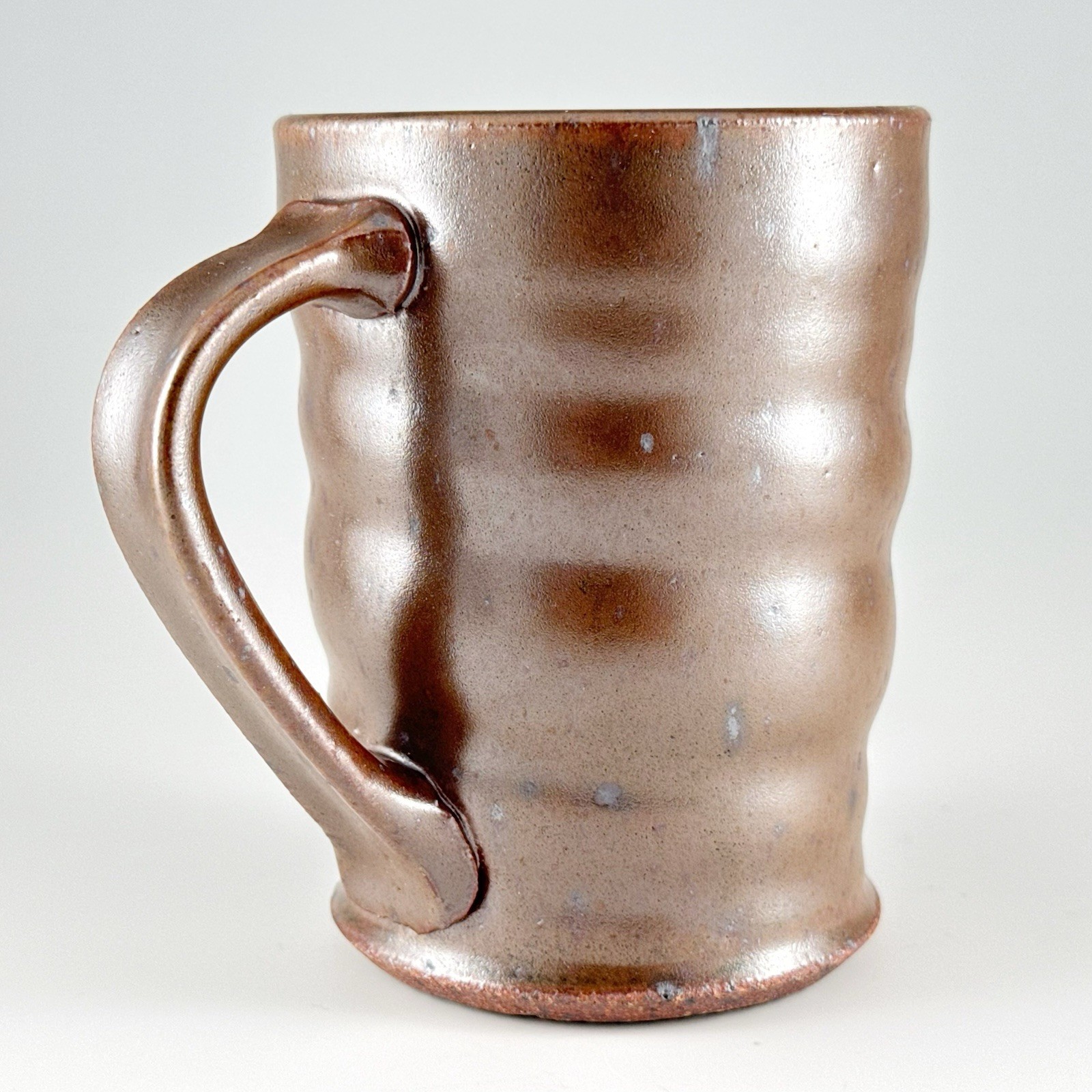 Vtg McP Stoneware Pottery Mug, 16oz Ceramic Coffee Cup Iron Oxide Metallic Brown