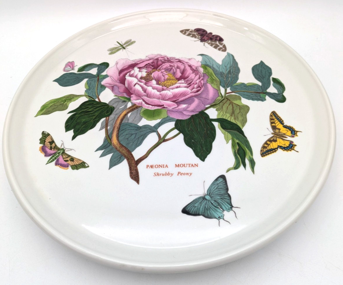 Port Meirion Cake Platter 12″ Round Botanical Garden Peony Butterflies
