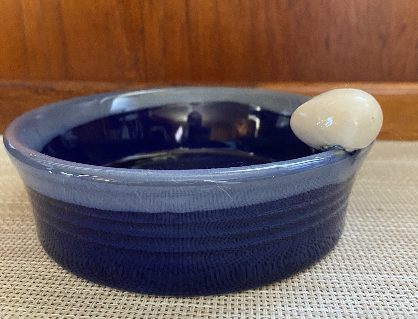 Blue Drip Glaze Pottery Bowl Egg 5 1/2” Across Tumbleweed Pottery