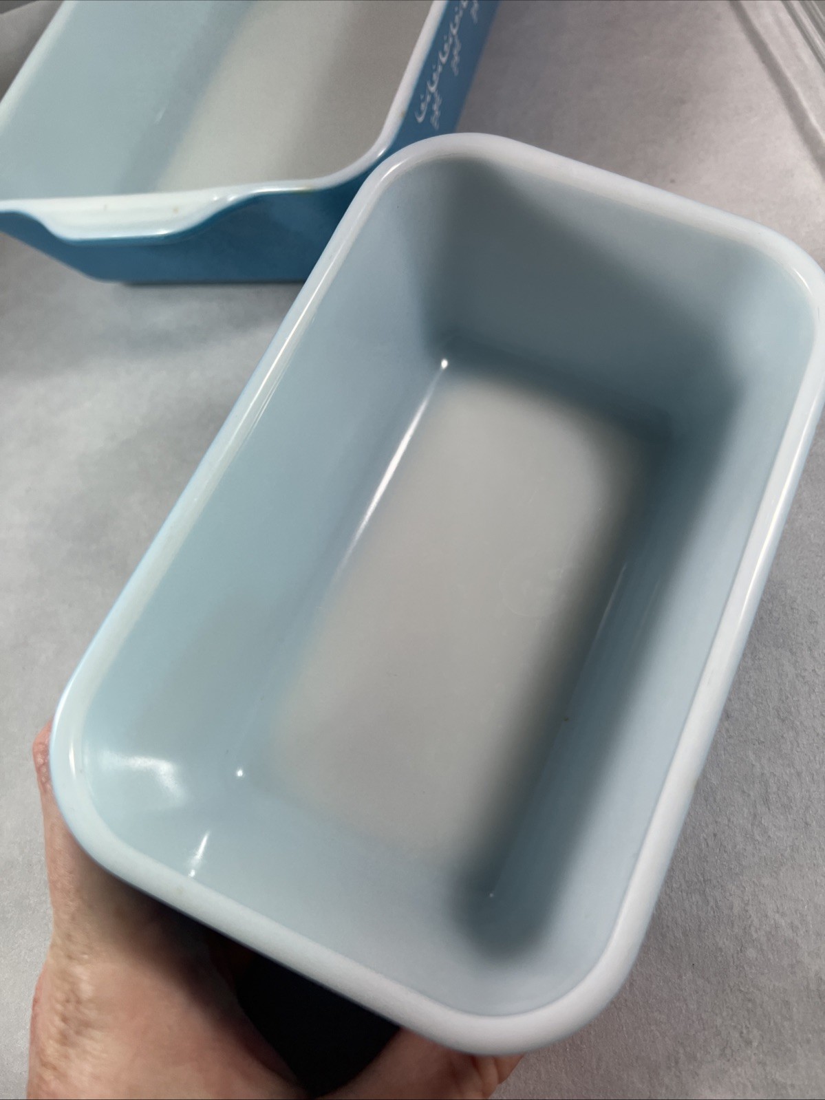 PYREX Snowflake Blue Garland 503 Dish 1 1/2 Qt Ribbed Glass Lid + 1 1/2 pt dish