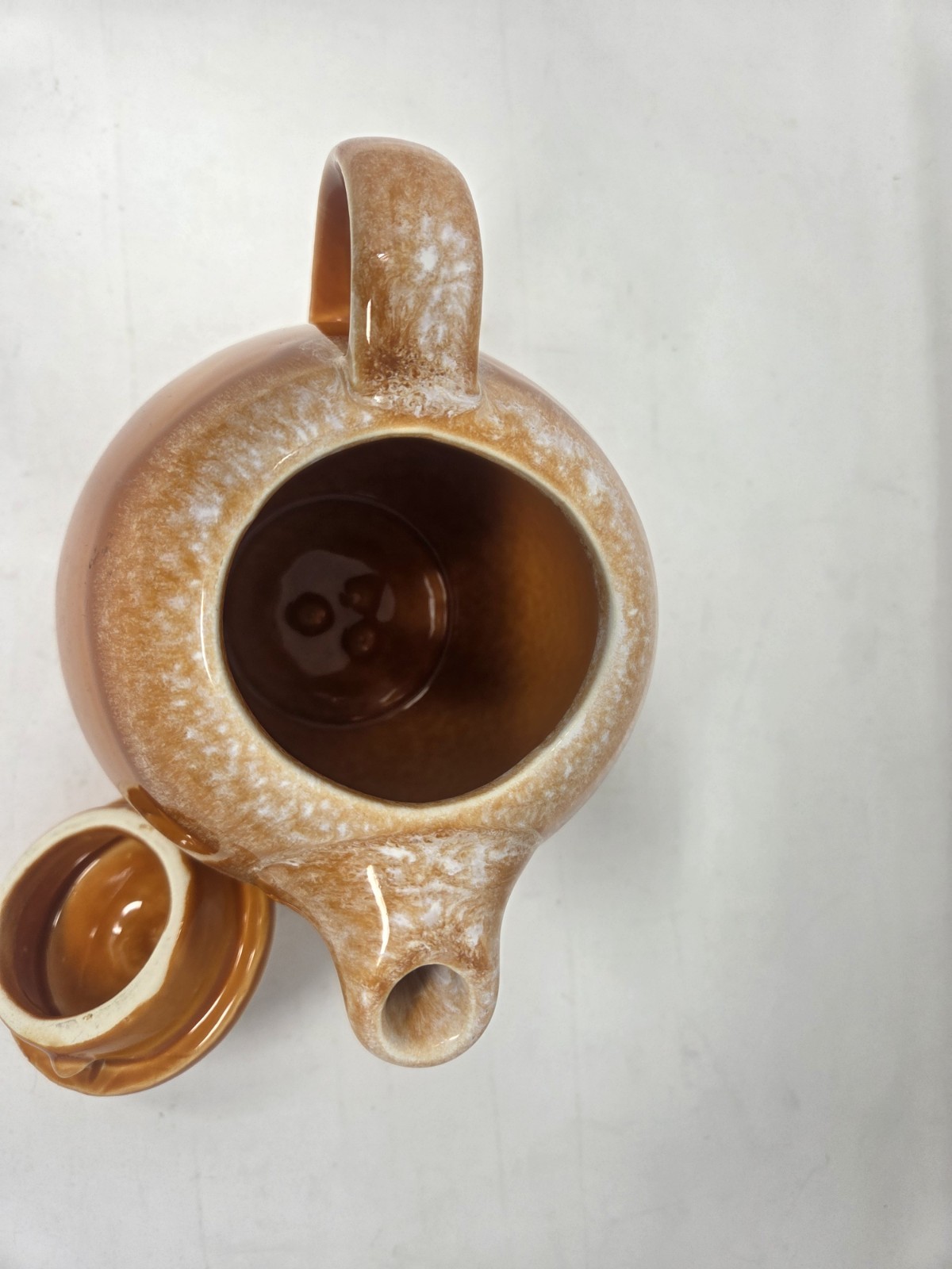 Hull Tangerine Orange Drip Glaze Oven Proof USA Teapot