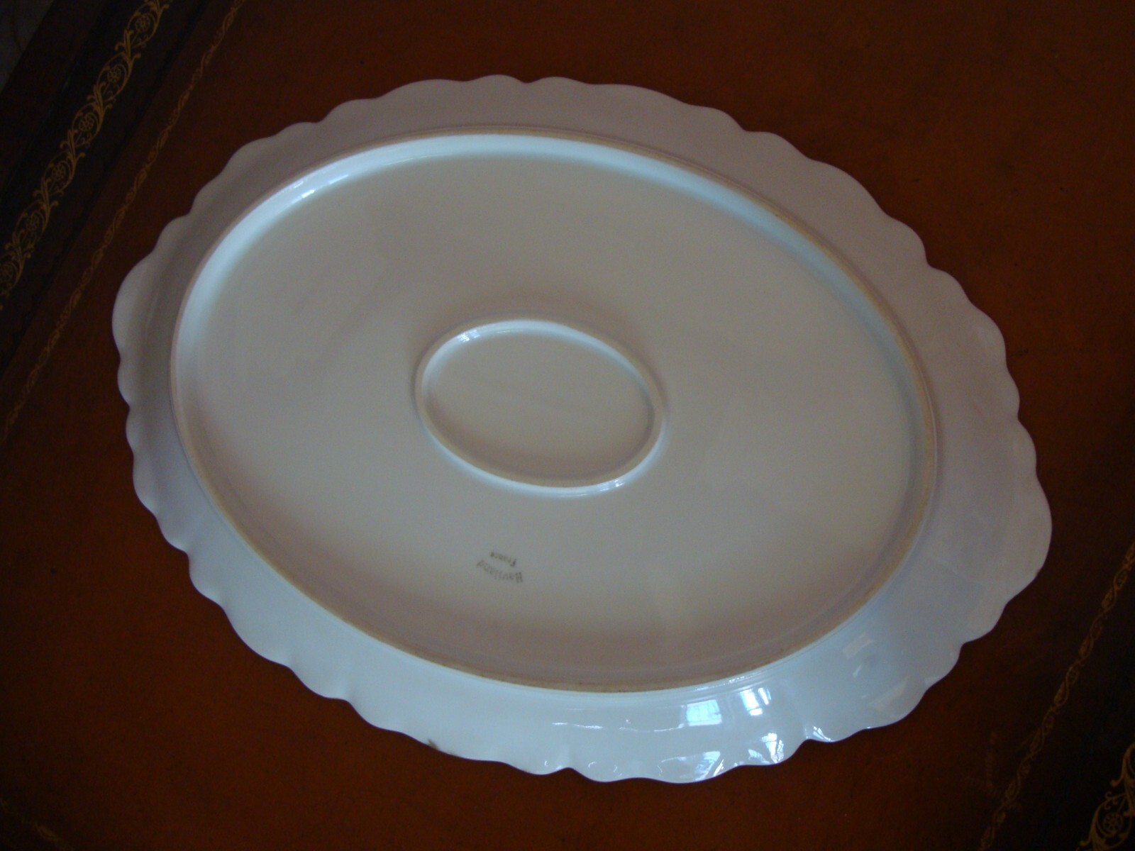 ANTIQUE LIMOGES HAVILAND FRANCE 14″ LARGE HAND PAINTED ROSES PLATE PLATTER TRAY