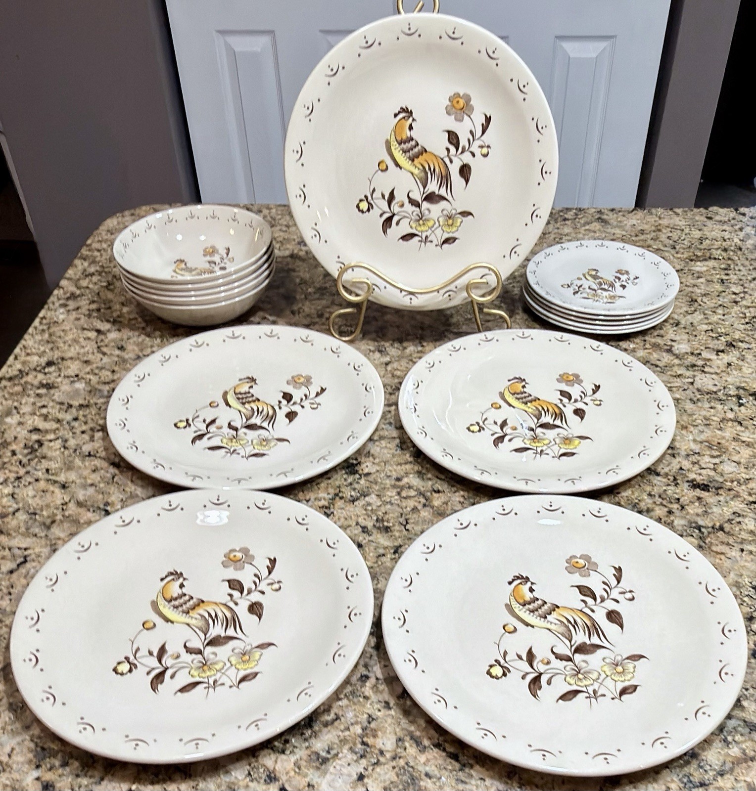 Vintage Johnson Bros Sun Up 15pc Dinner Set Staffordshire Old Granite England EC