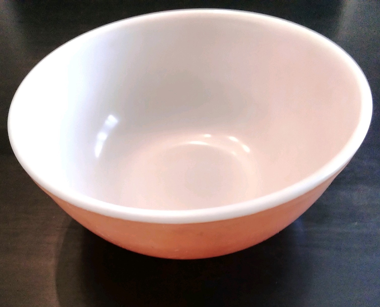 Vintage PYREX Flamingo Pink/peach color 4 Qt. Mixing Bowl # 404 4 Quart lot pics