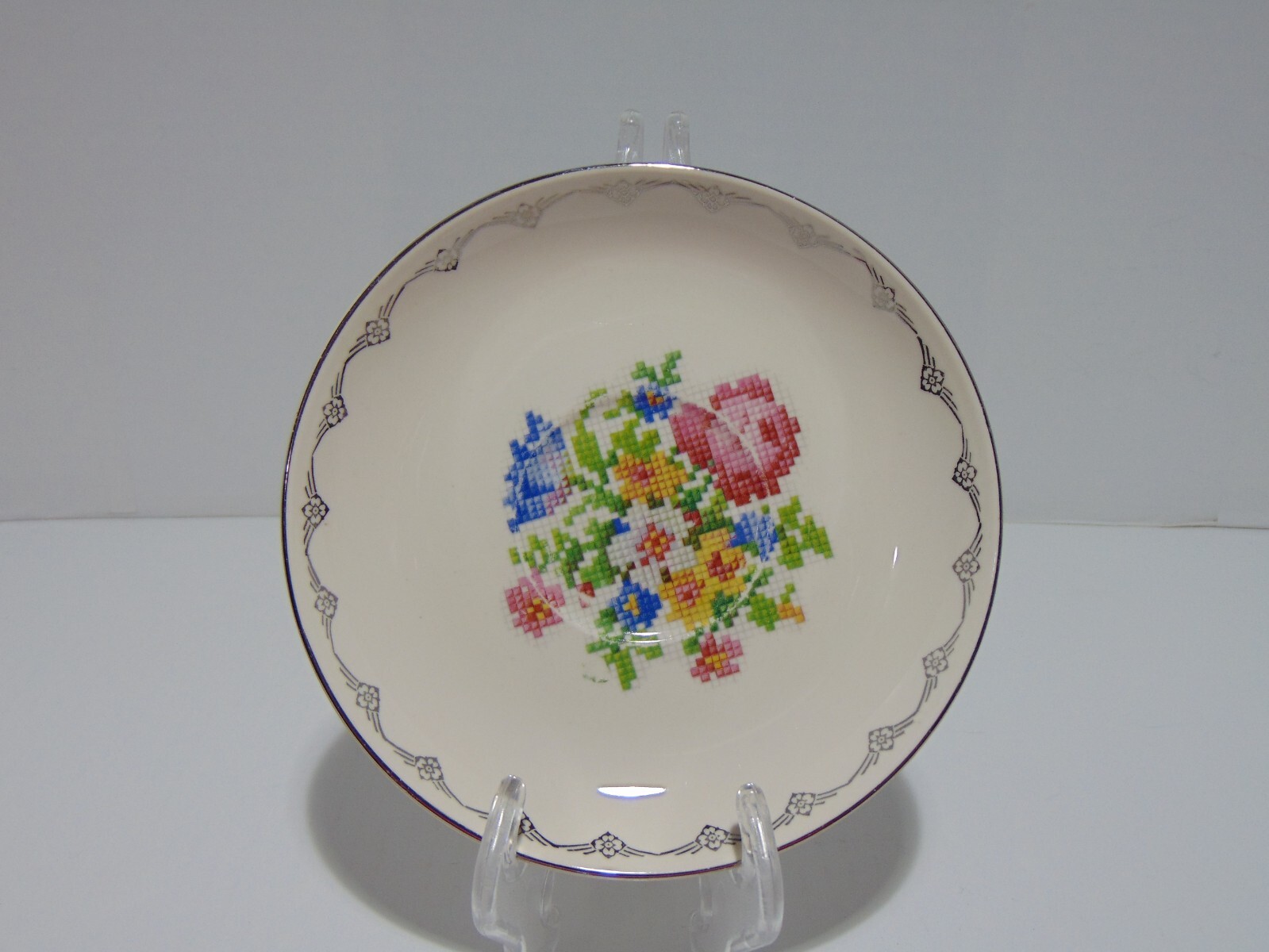 HLC Eggshell Nautilus Petit Point Saucer Homer Laughlin (E) 1936-1958