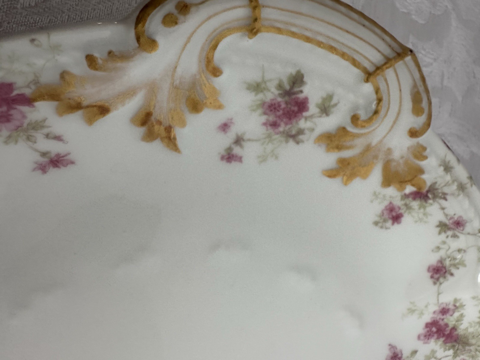 4 Charles Field Haviland Limoges Embossed Serving Platters W/Pink Floral Sprays