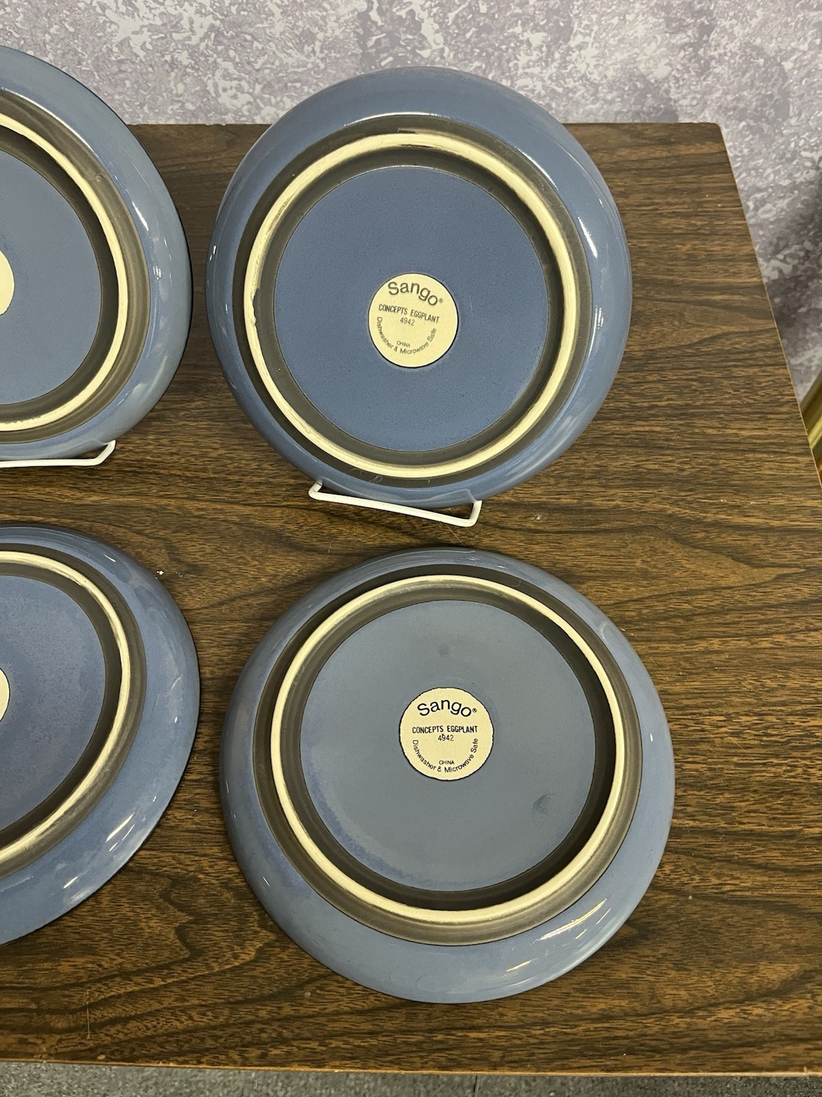 Set Of 4 SANGO Concepts Eggplant 4942 Salad Plates Blue 8″