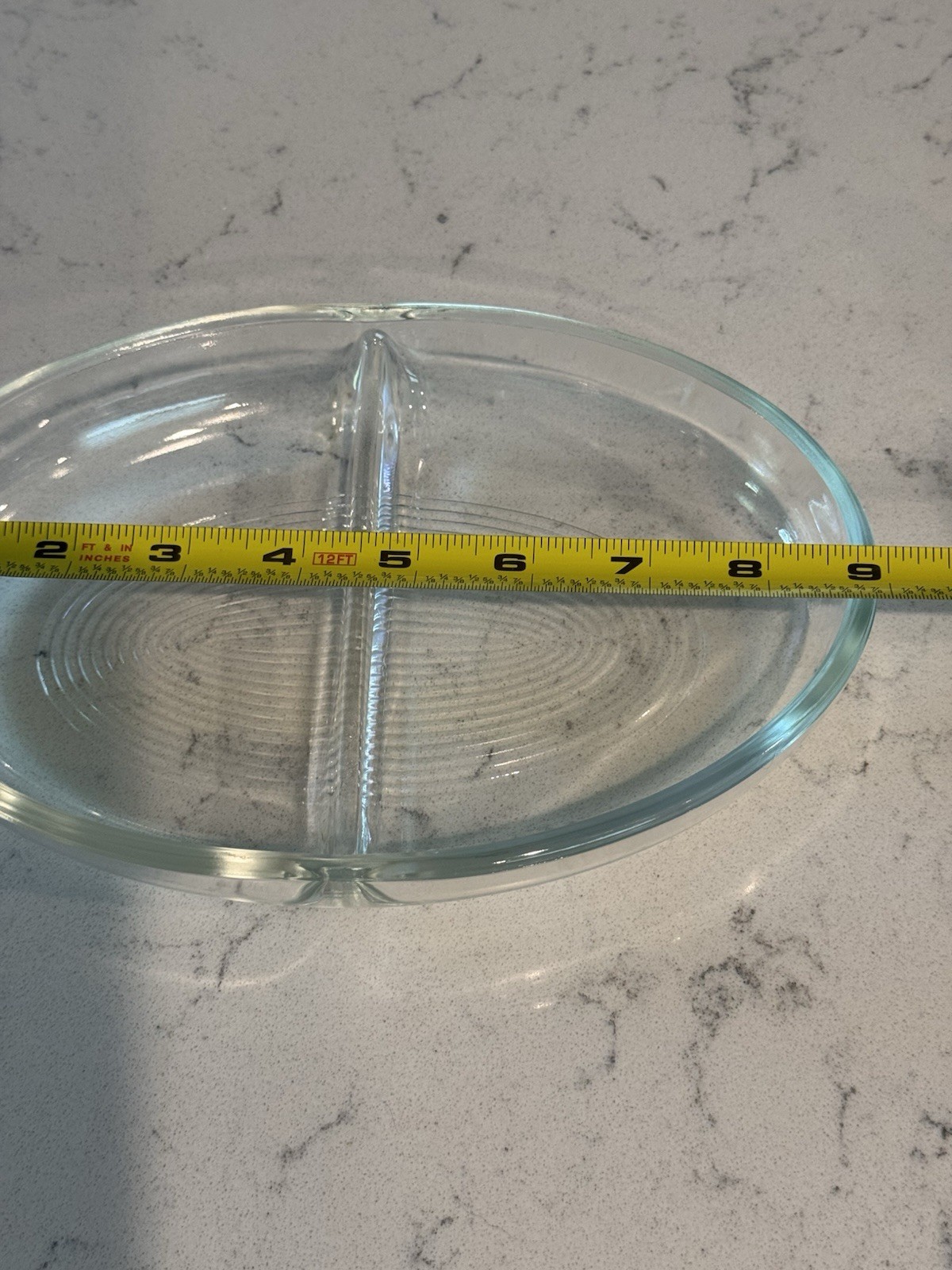 Vintage Glasbake 558 Divided Glass Baking Relish Serving Ribbed Dish Made in USA