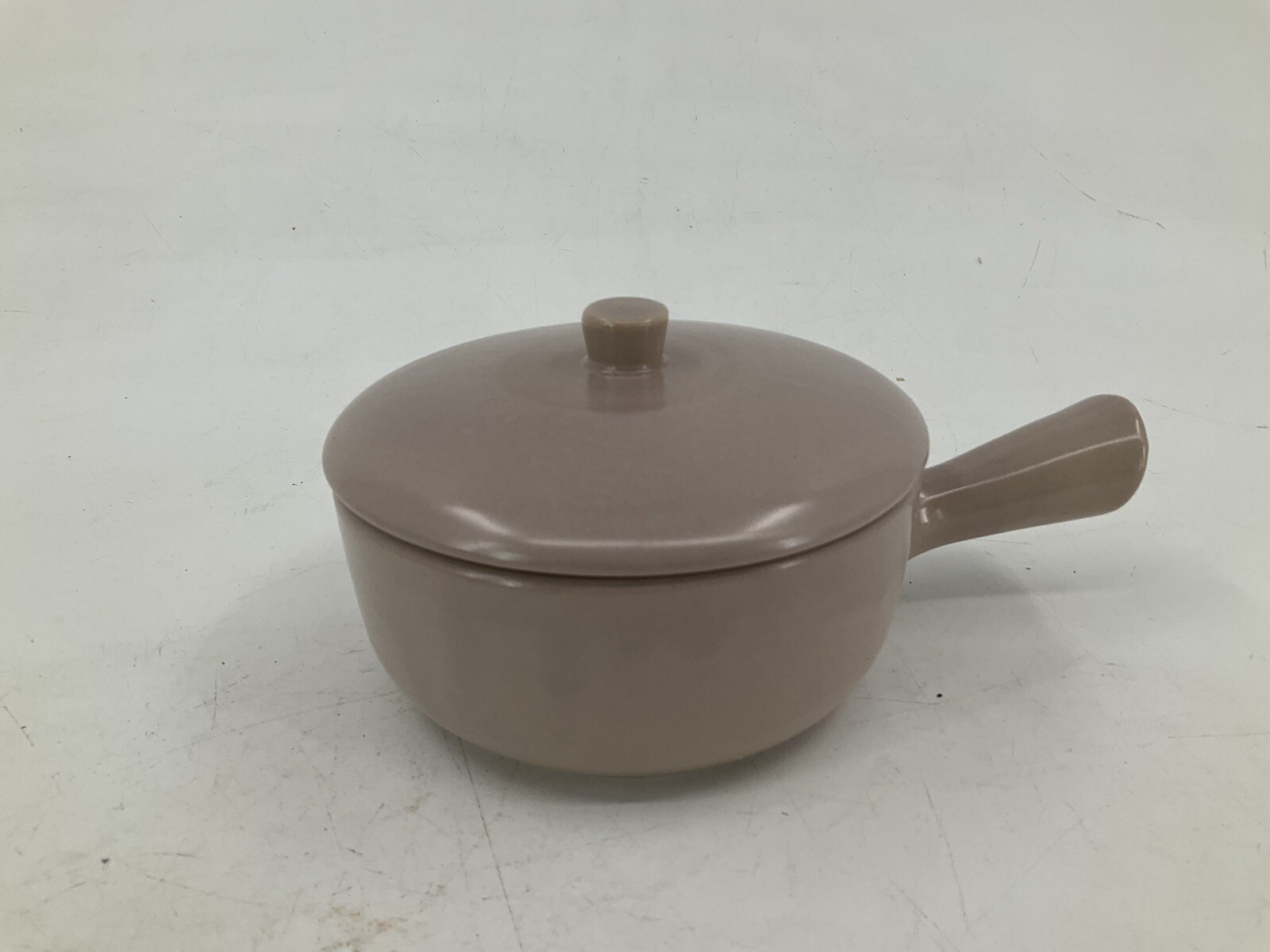 Vtg La Solana Clay Pottery Pink 7″ Individual Serving Casserole Covered Bowl