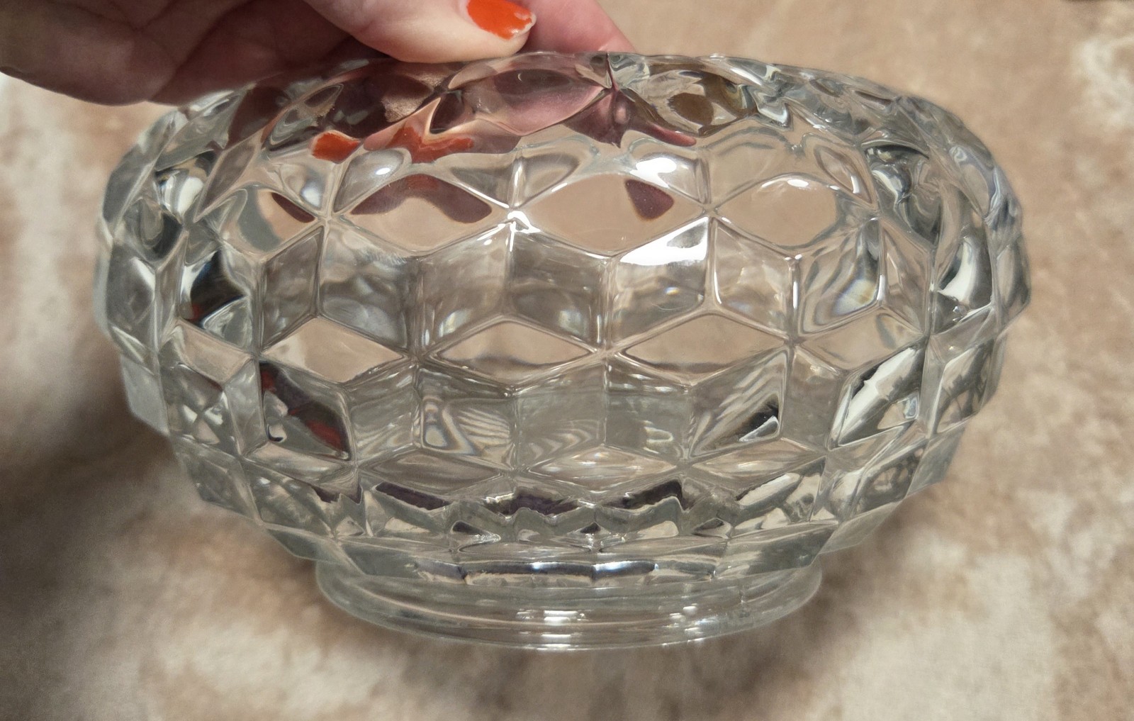 Vintage Fostoria American Large Footed Molded Glass Rose Bowl About 8in W 5in H