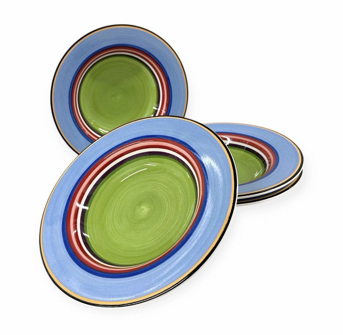 Vintage Salsa by Block 8 3/4” Rim Soup Bowls Multicolor Stripes Set of 4
