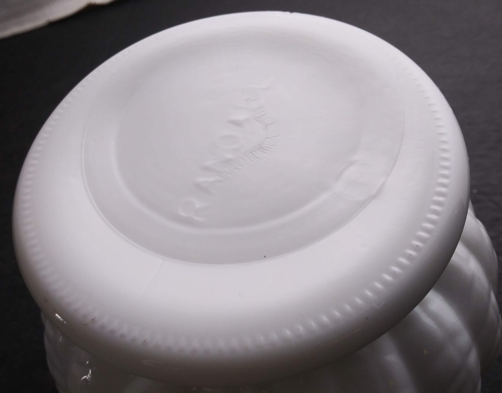 Vintage RANDALL White Milk Glass Flower Vase PLANTER Bowl FEATHER WHEAT Pattern