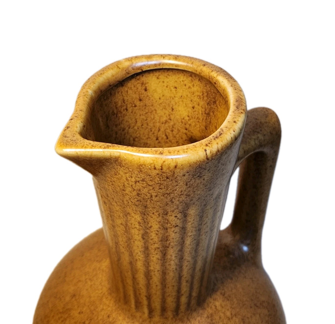 Vintage Monmouth Pottery Western Stoneware Ribbed Pitcher Farmhouse Cottagecore