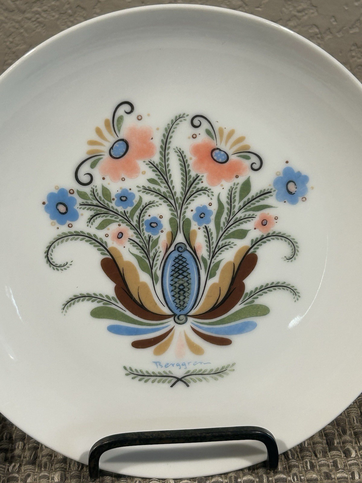 Vintage Berggren Norway Scandinavian Folk Art Plates Set Of 6 – 7.5”