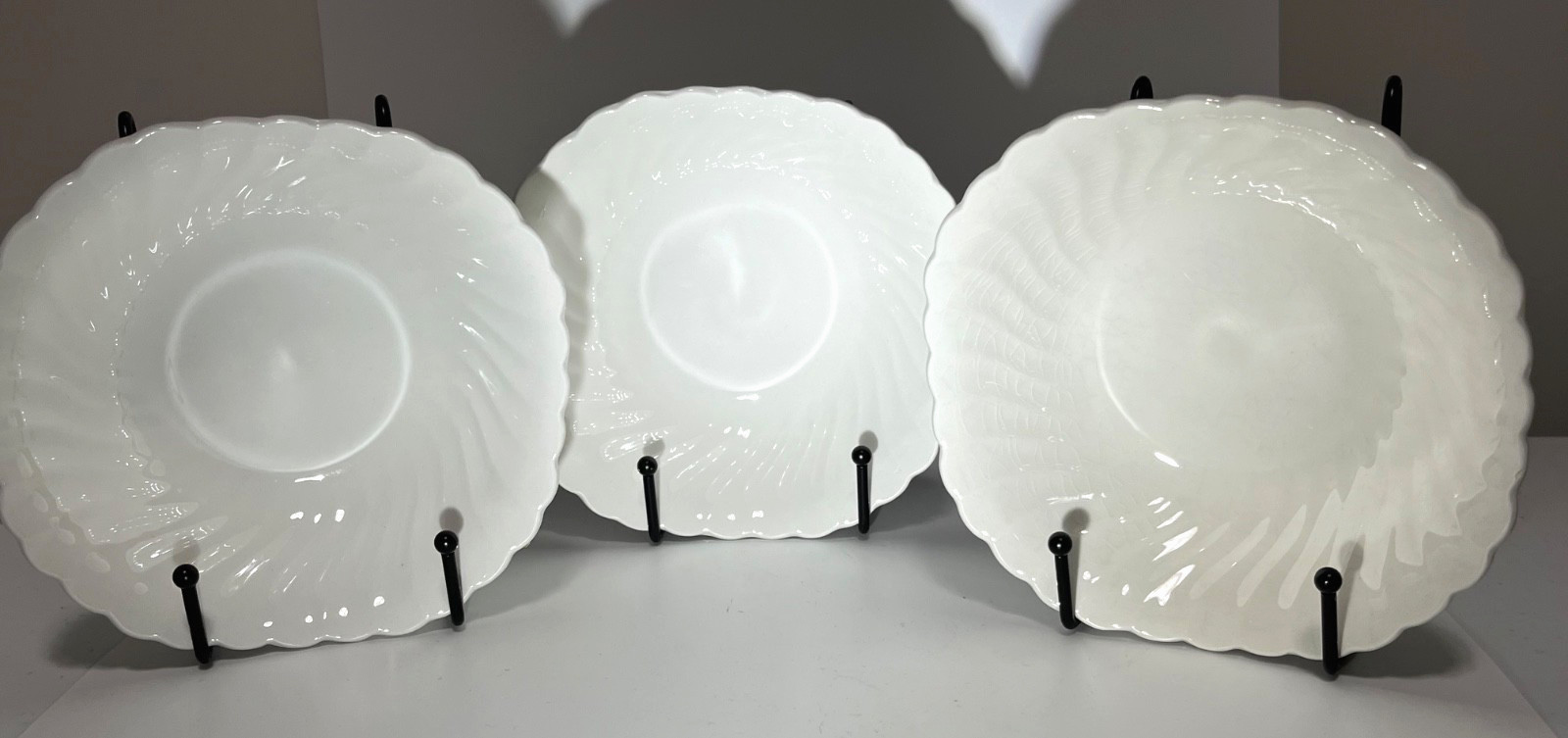 Johnson Bros White Swirl Ironstone 6.25″ Square Bowls Made in England, SET/3