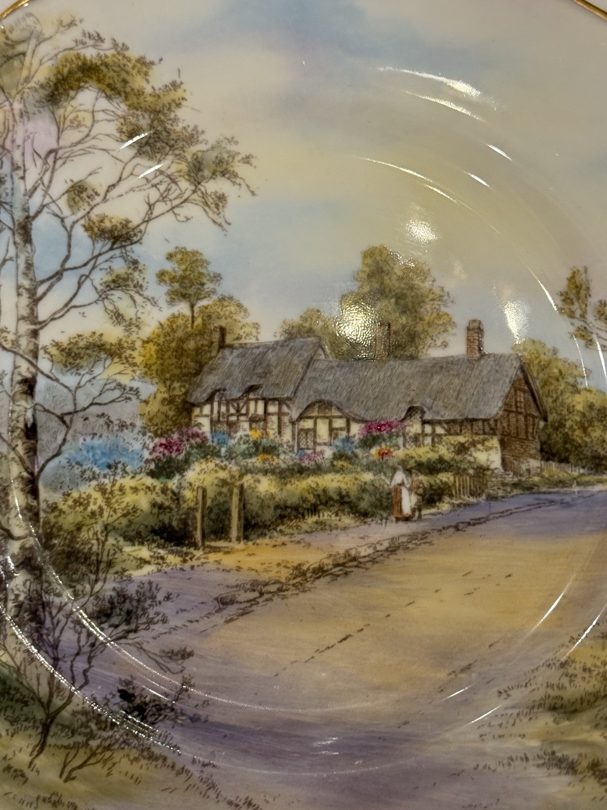 Pristine 1952 Royal Worcester Anne Hathaway Cottage Plate Signed J. Smith 10.5″