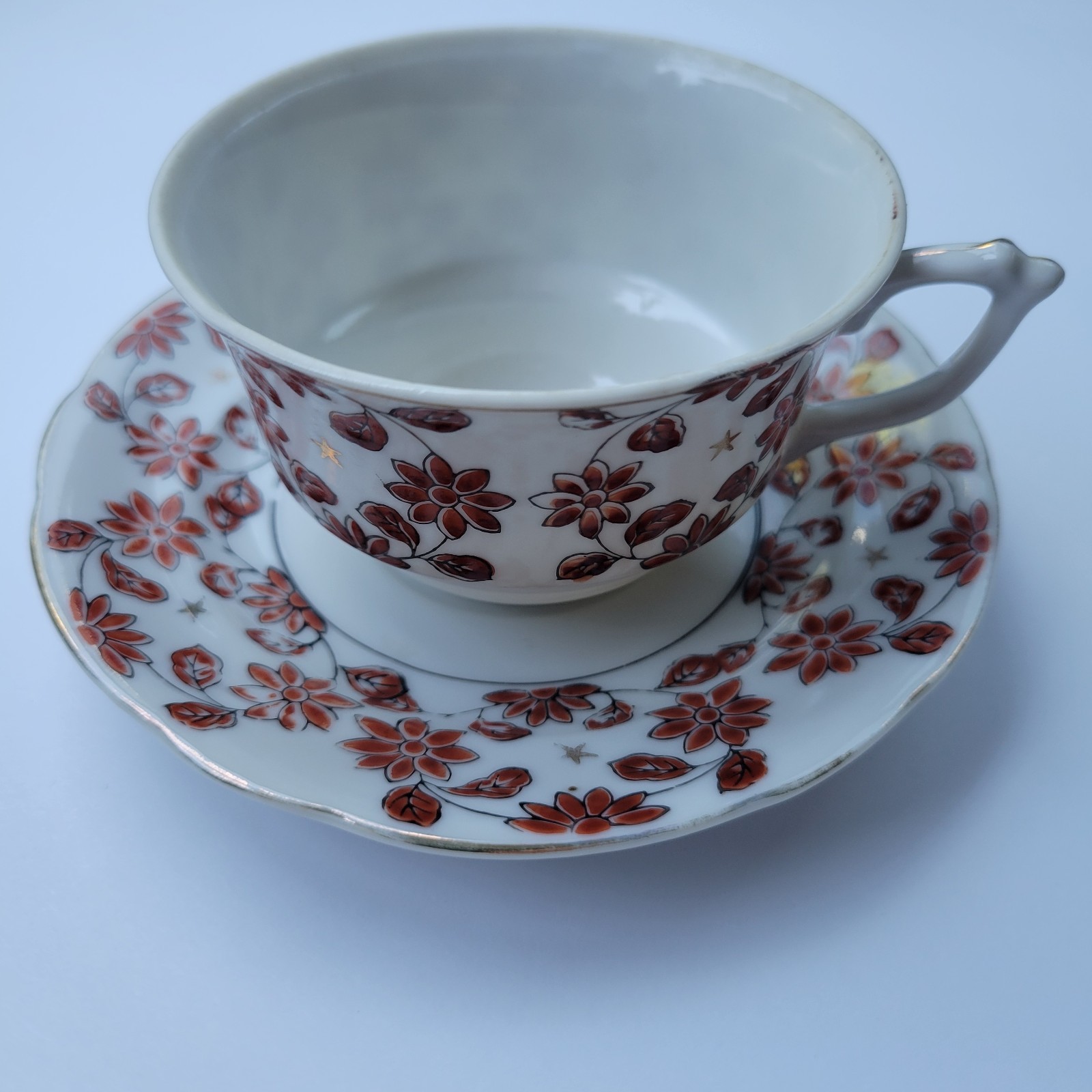 Vintage Porcelain Hadson Chinaware Made In Occupied Japan Teacup & Saucer Floral