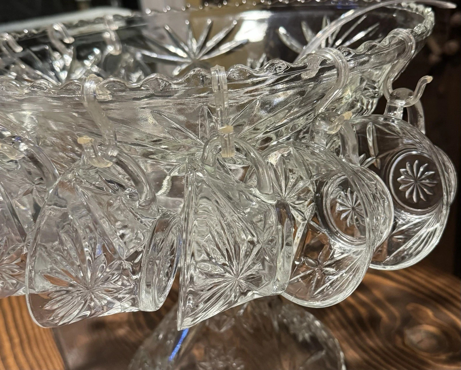 Vintage Anchor Hocking “Star of David” 15 piece punch bowl set. Includes 12 Cups