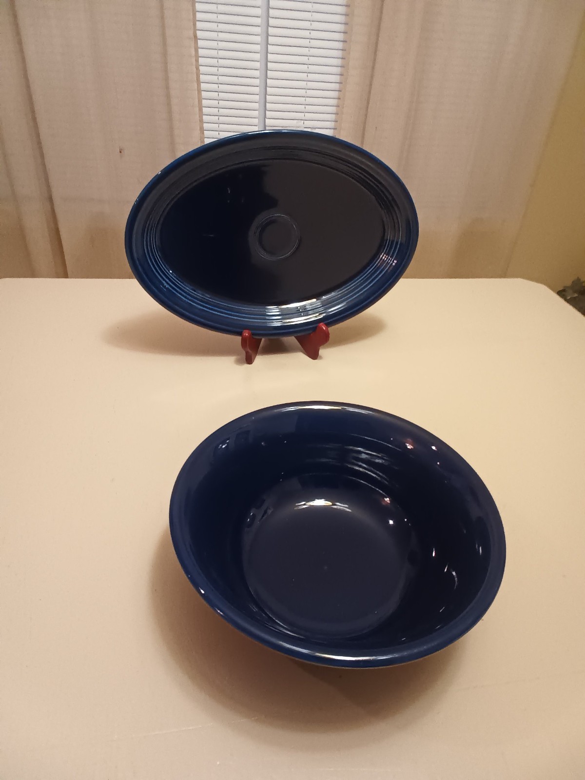 Fiesta Retired Cobalt Blue Lg Salad Bowl, Lg Platter,7 Cups, 6 Salad/Soup Bowls
