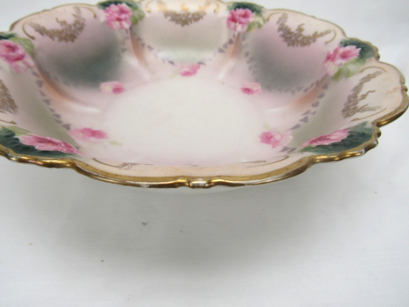 Antique Royal Austria O&EG hand painted Serving berry Bowls Pink Roses gold