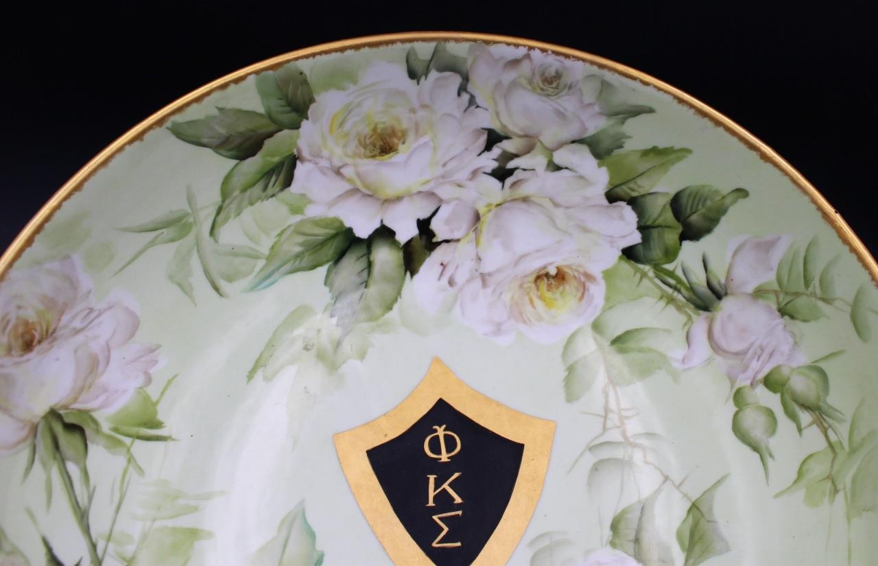 1905 Limoges Punch Bowl Hand Painted for Phi Kappa Sigma Fraternity by E. Miler
