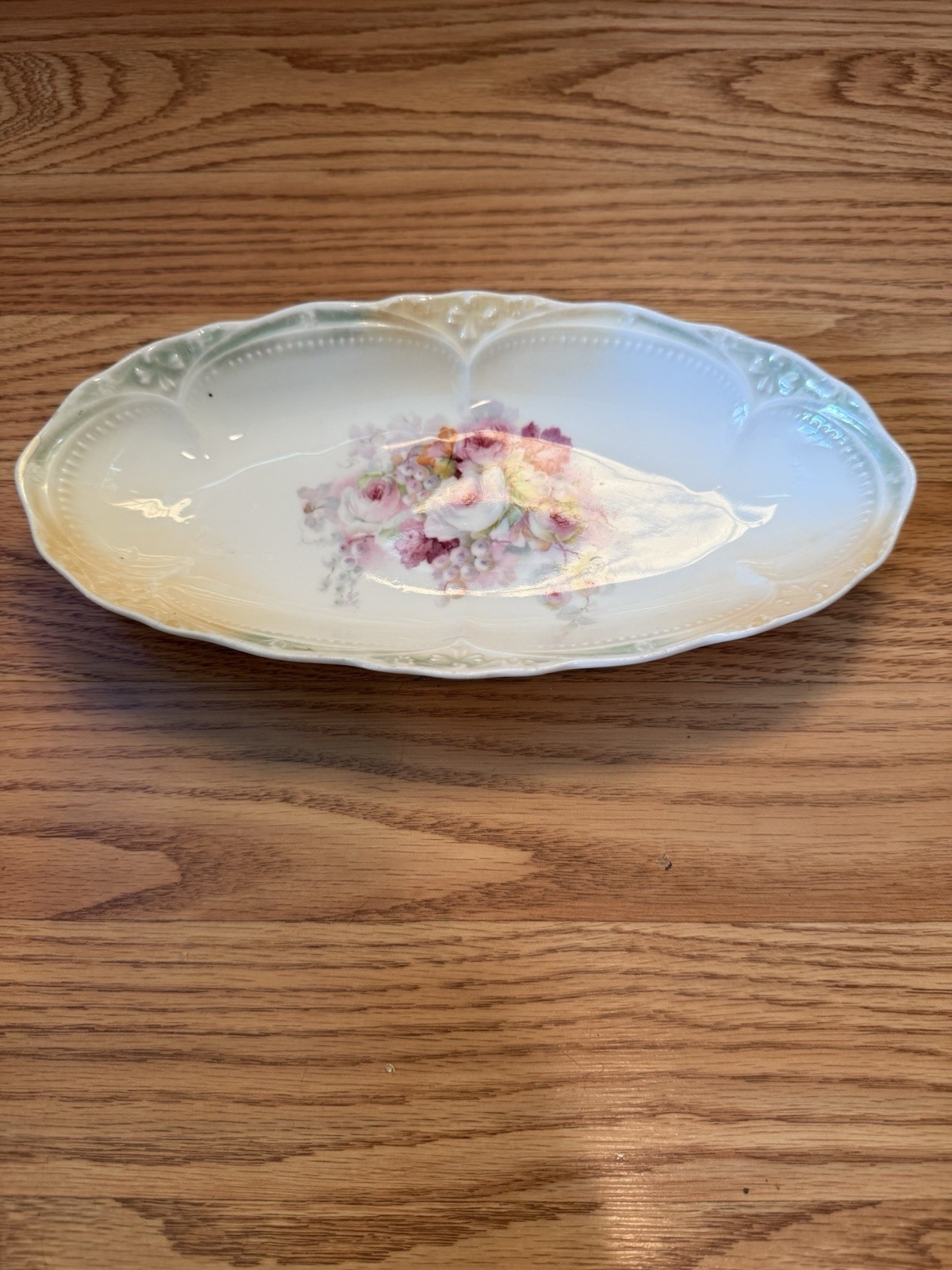 Germany Porcelain Floral Oval Platter 10×5 in Glossy