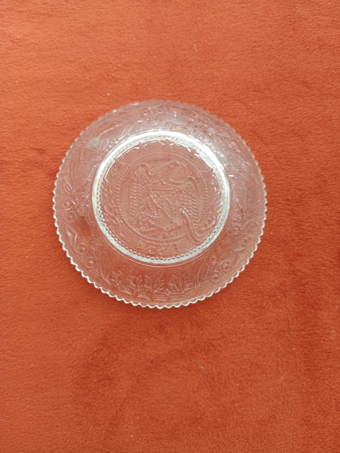 19th Century Sandwich Flint Glass Cup Plate Lee-Rose 670-A Eagle Group