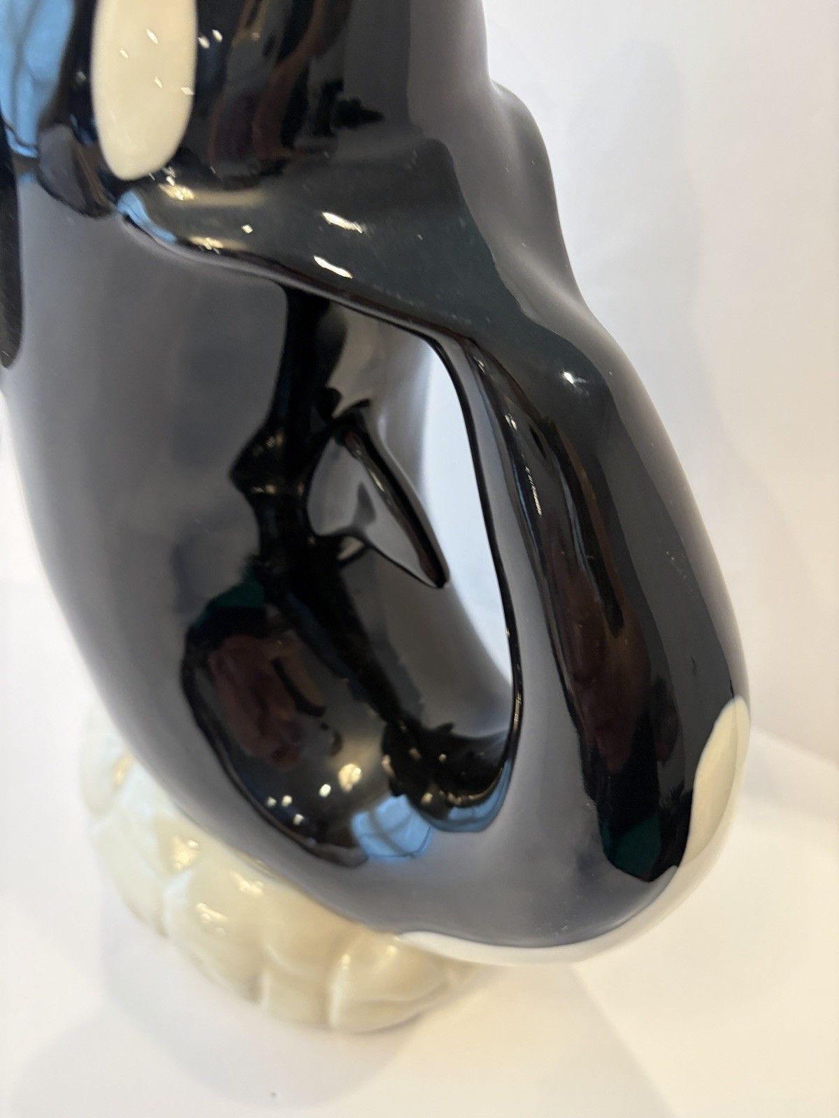 Wade Ceramics Gluggle Jug Orca Killer Whale Black White XL 10” Pitcher Fish Vase
