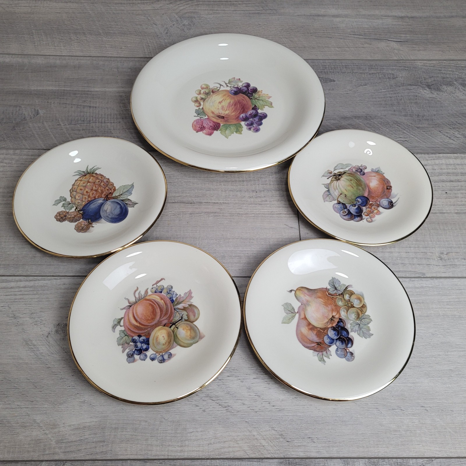 Vtg Hutschenreuther Hohenberg Margarete 4-Plate/Platter Set Fruit Motif Germany