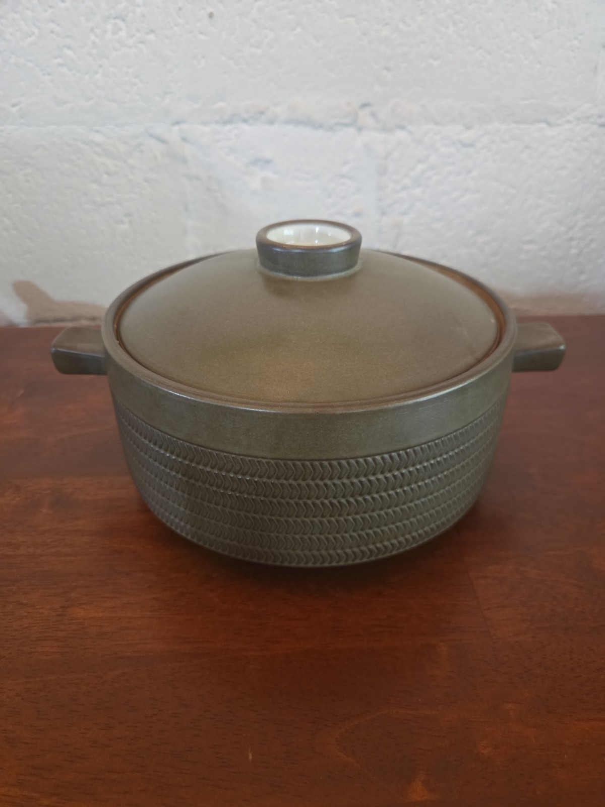 VTG DENBY Camelot Dark Green 4×8″ Casserole Lid Tortilla Warmer Vent Stoneware
