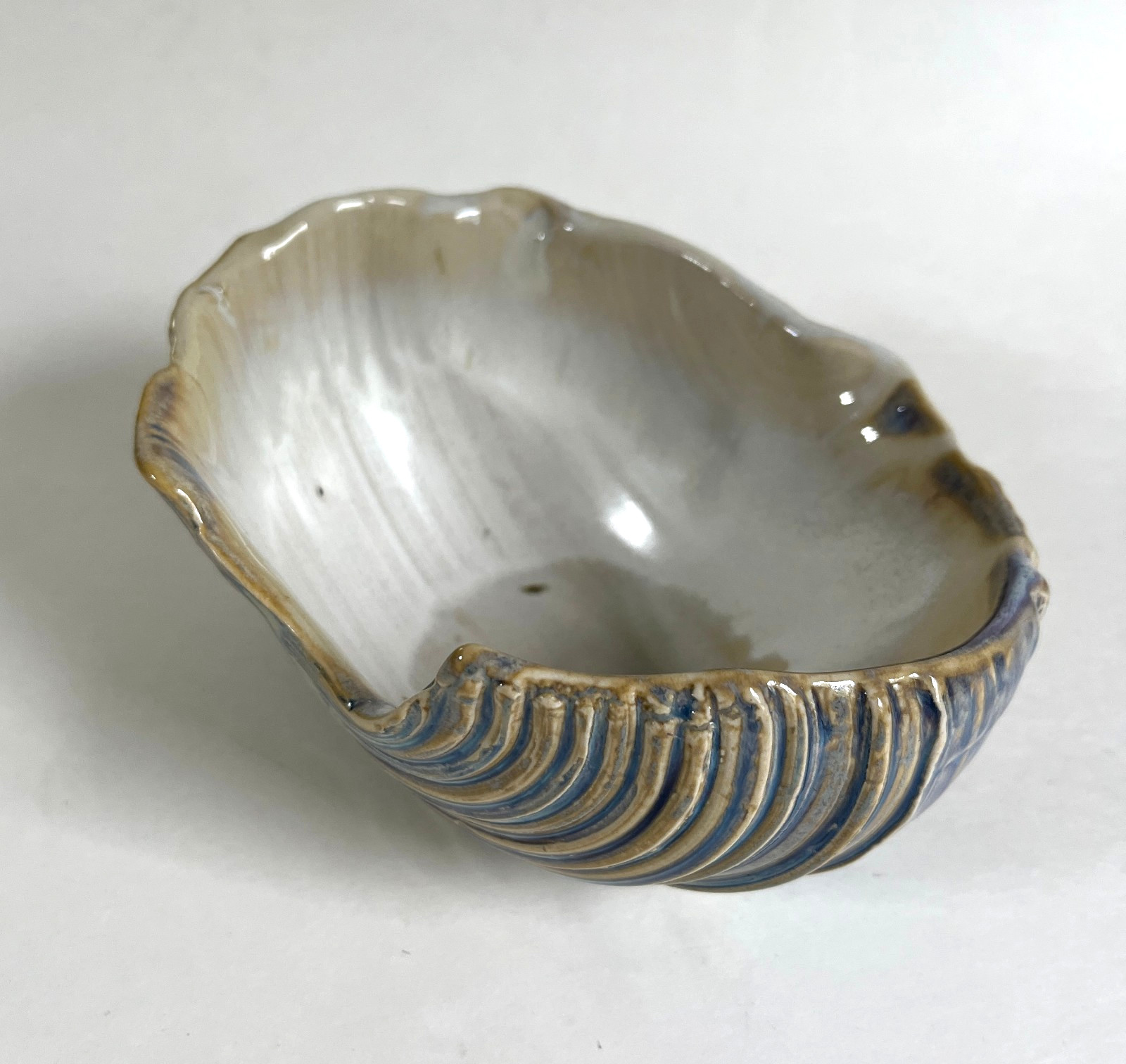 Vintage 2008 Studio Art Pottery Shell Bowl Multicolor