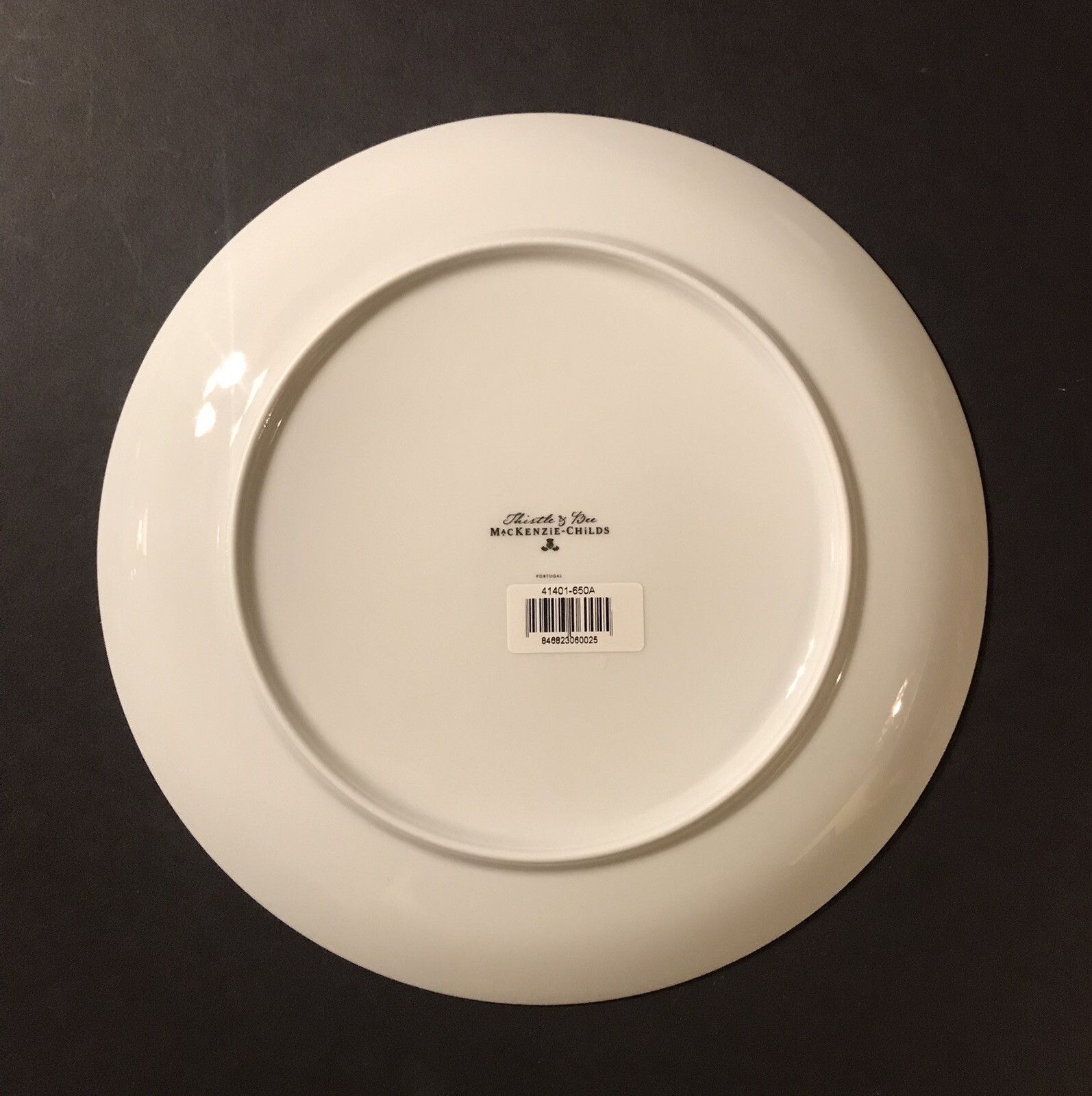 New! Mackenzie Childs Thistle & Bee Ribbon Dinner Plate 10”