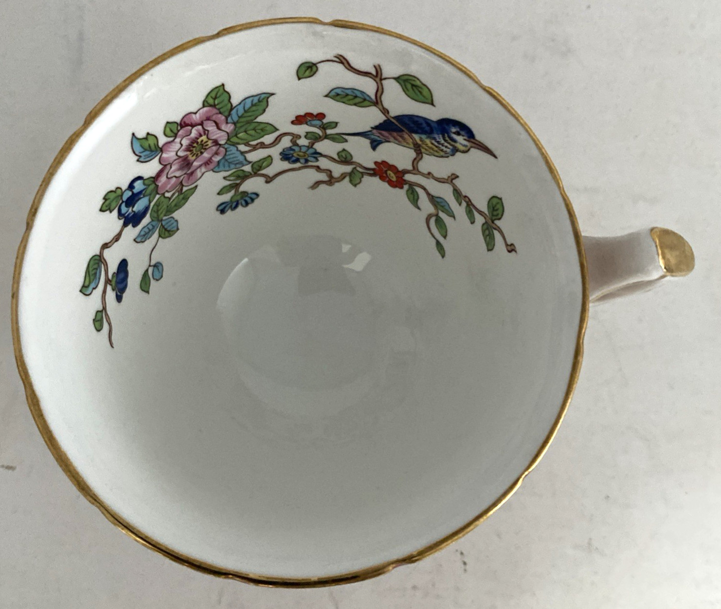 2- Aynsley Pembroke Teacups And Saucers Rust And Blue w/ Gold Trim