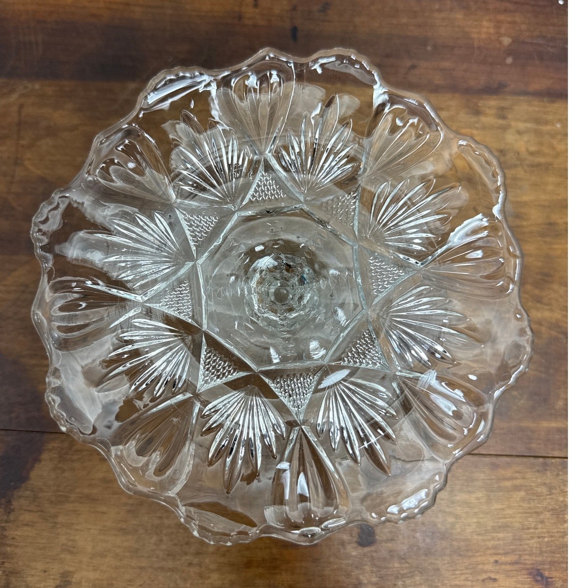 Antique Early American Pattern Glass (EAPG) Cake Stand Plate Bryce Higbee & Co.