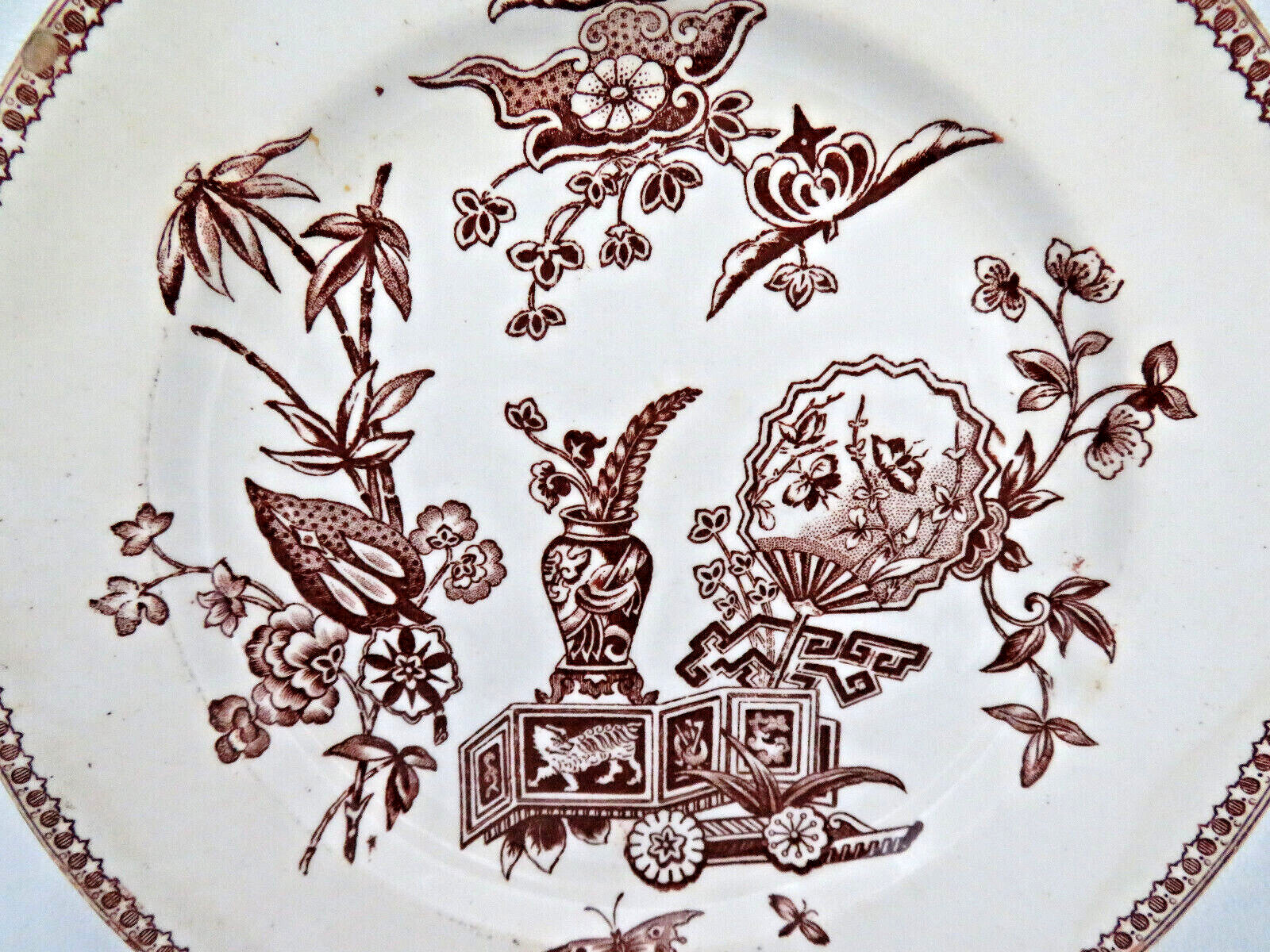 Antique Elsmore Staffordshire England Aesthetic Brown Transfer Ware Salad Plate