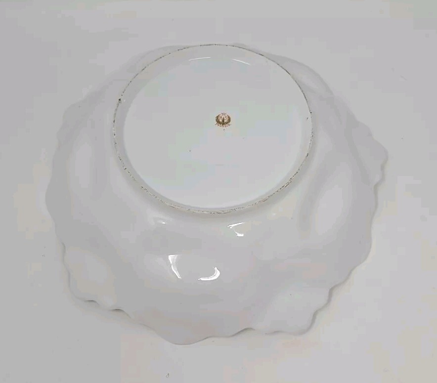 Antique RS Prussia Bowl — Lillies Decoration, Mold 252 11″