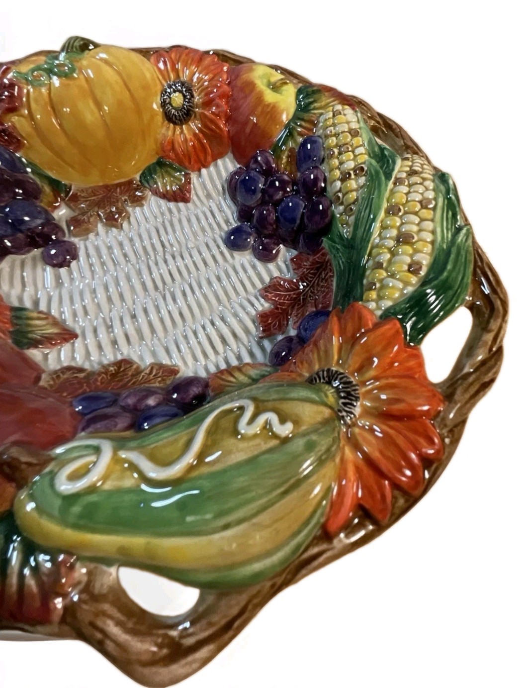 Fitz and Floyd Harvest Fruit & Vegetable Ceramic Round Decorative Plate 1997