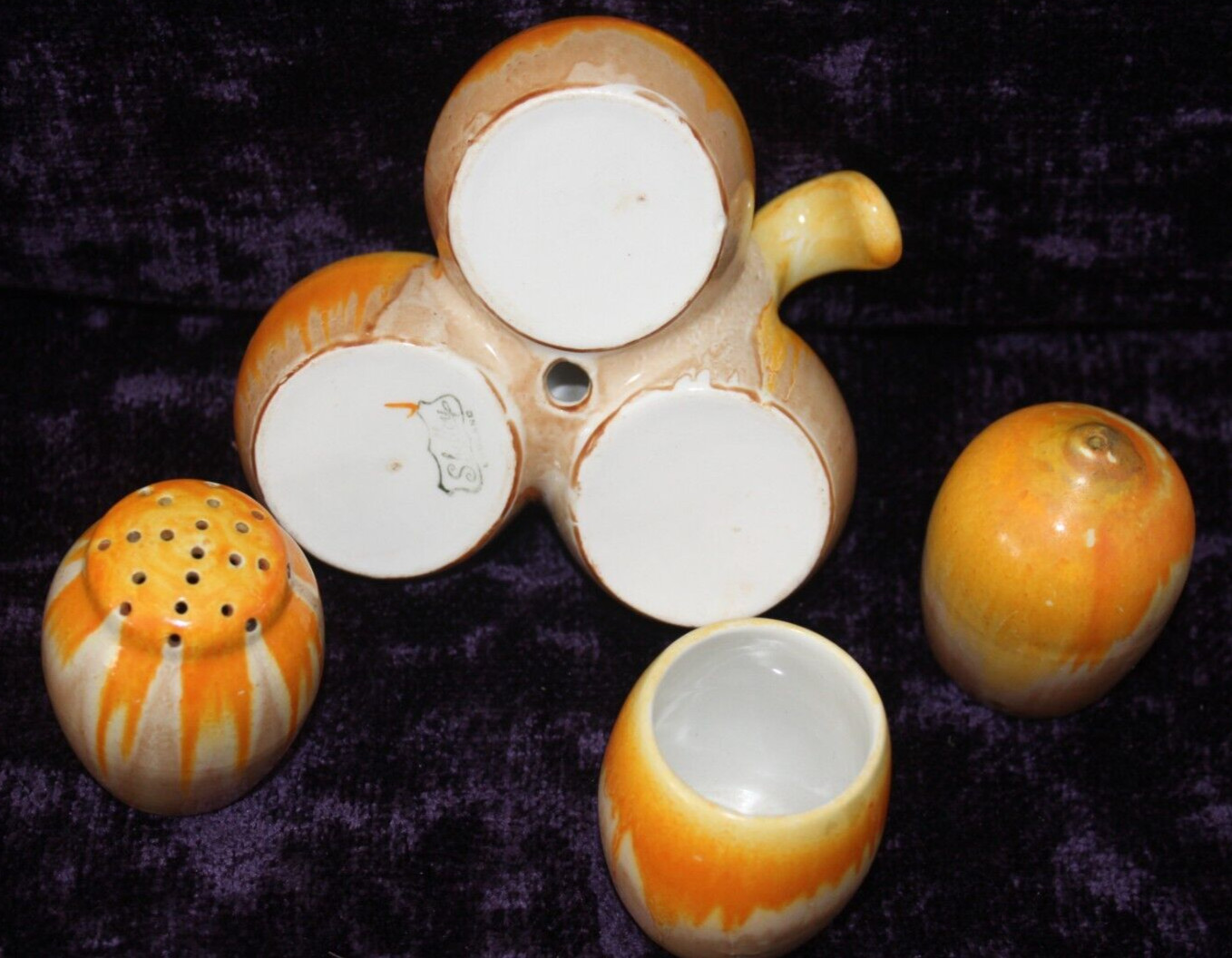 Shelley Condiment Set Four Piece Set in orange